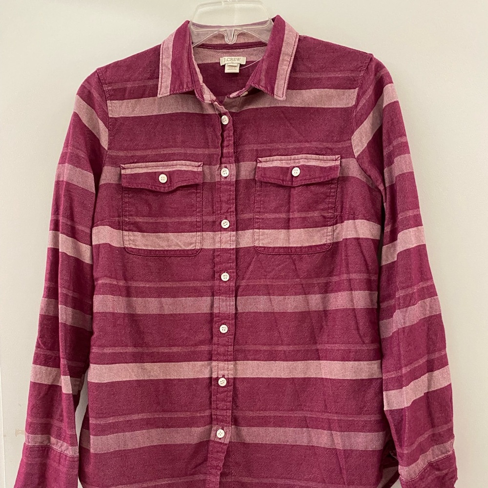 J CREW button down pink flannel size Small